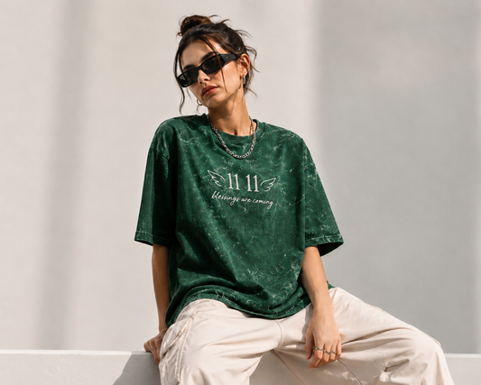 11:11 Unisex Acid Washed Oversized Tee
