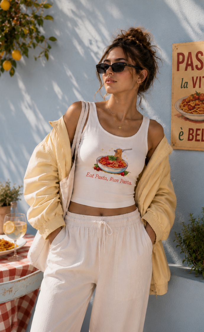 Pasta La Vista Crop Tank top