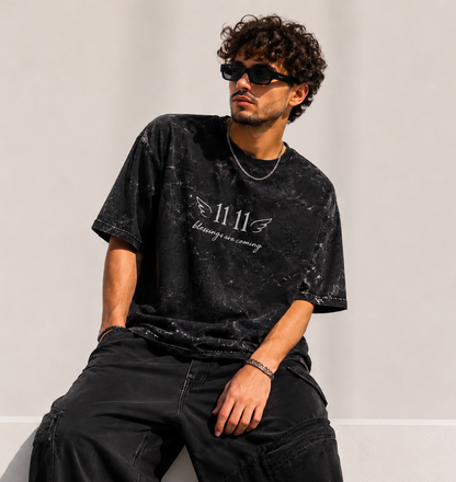 11:11 Unisex Acid Washed Oversized Tee
