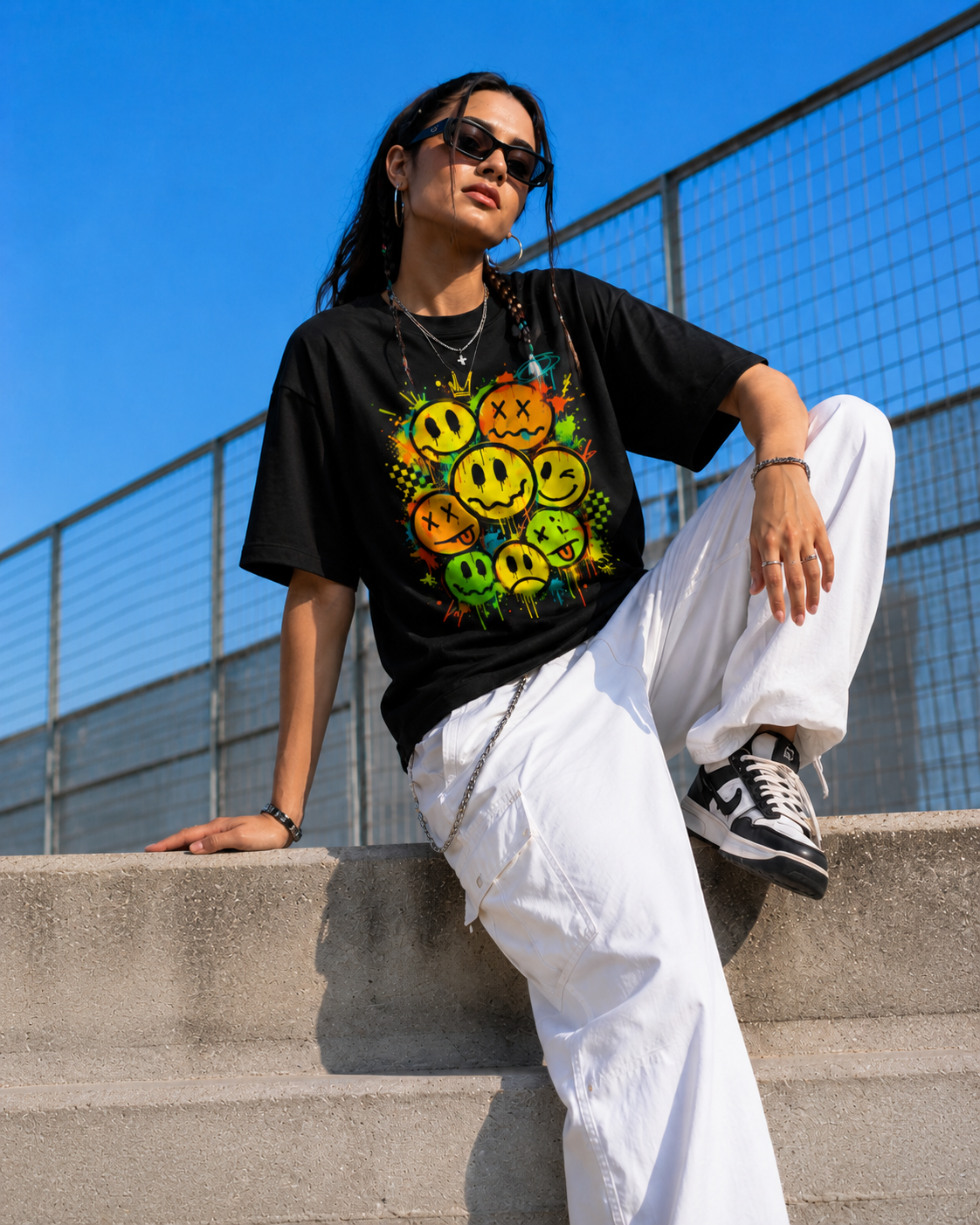 Neon Chaos Graphic Unisex Oversized Tee