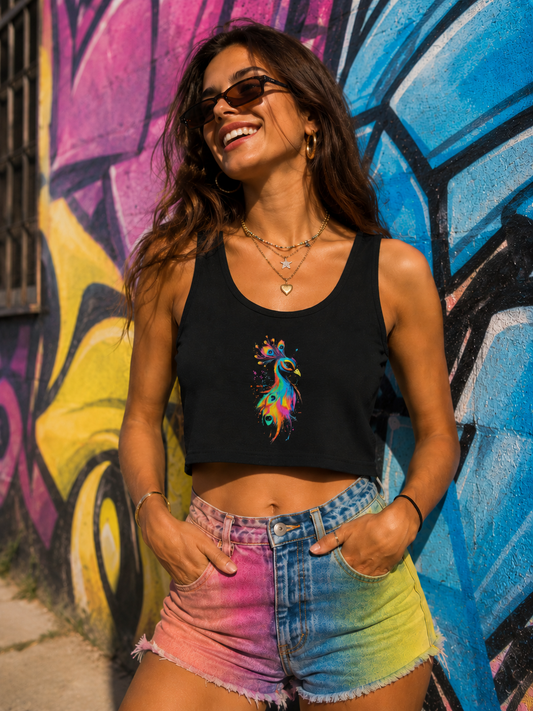 Midnight Peacock Muse Crop Tank top